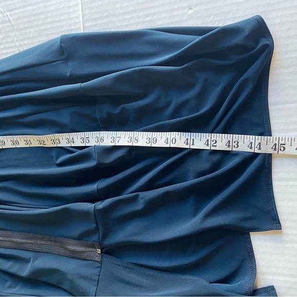 Sun Kim Comfy USA Blue Stretch Jersey Dress Size XS Zip Front Lantern Balloon - Picture 13 of 15